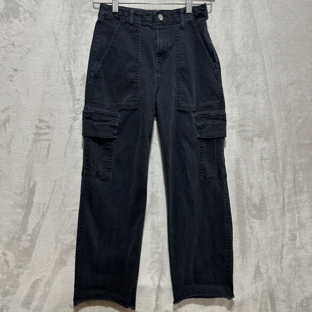 Hollister Ultra‎ High Rise Ankle Straight Utility Cargo Pants Women's S Black